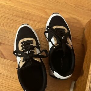 Project Cloud Black, White & Tan Chunky Lace-Up Sneakers
